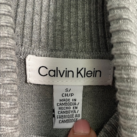 Calvin Klein Sweater Turtleneck Thin Rayon Nylon Casual Grey Gray Women's Small - Picture 4 of 11